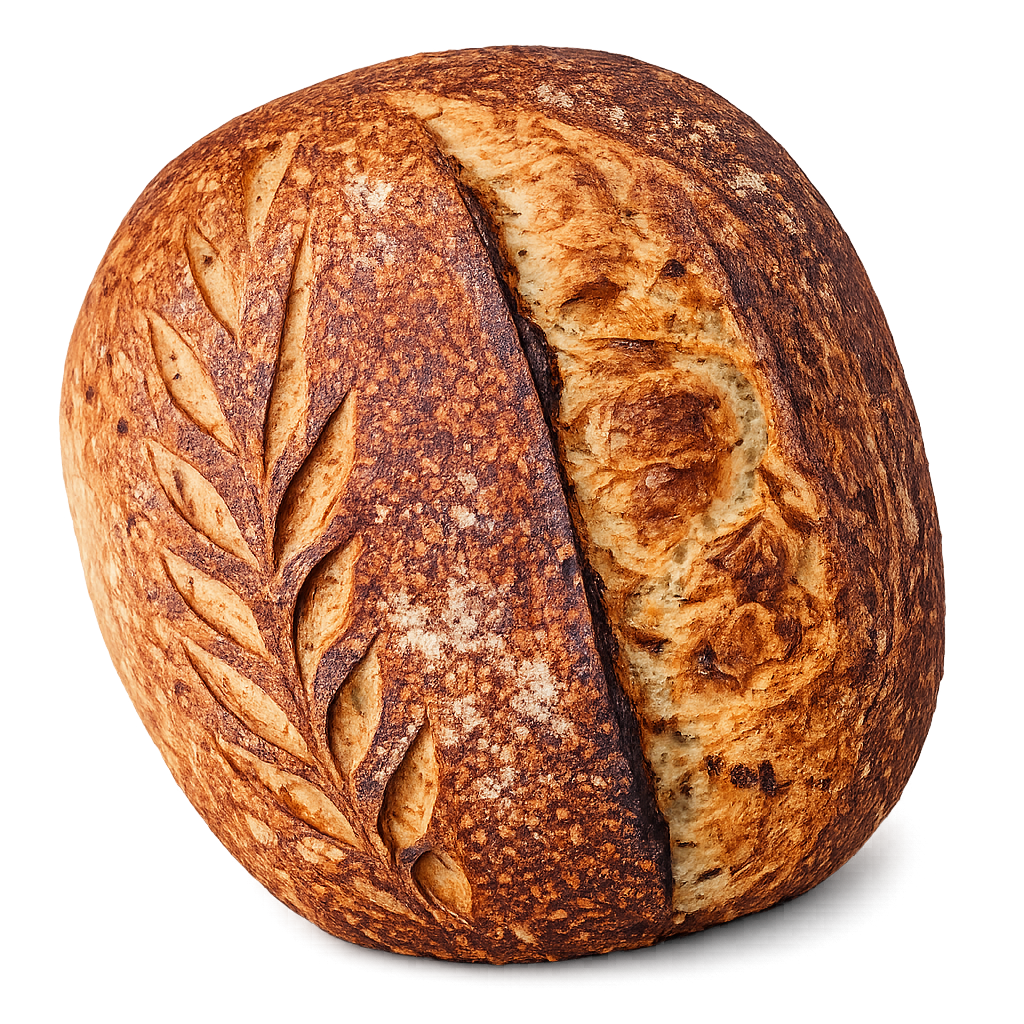 Ekşi mayalı tam buğday ekmeği — close-up doku detayı