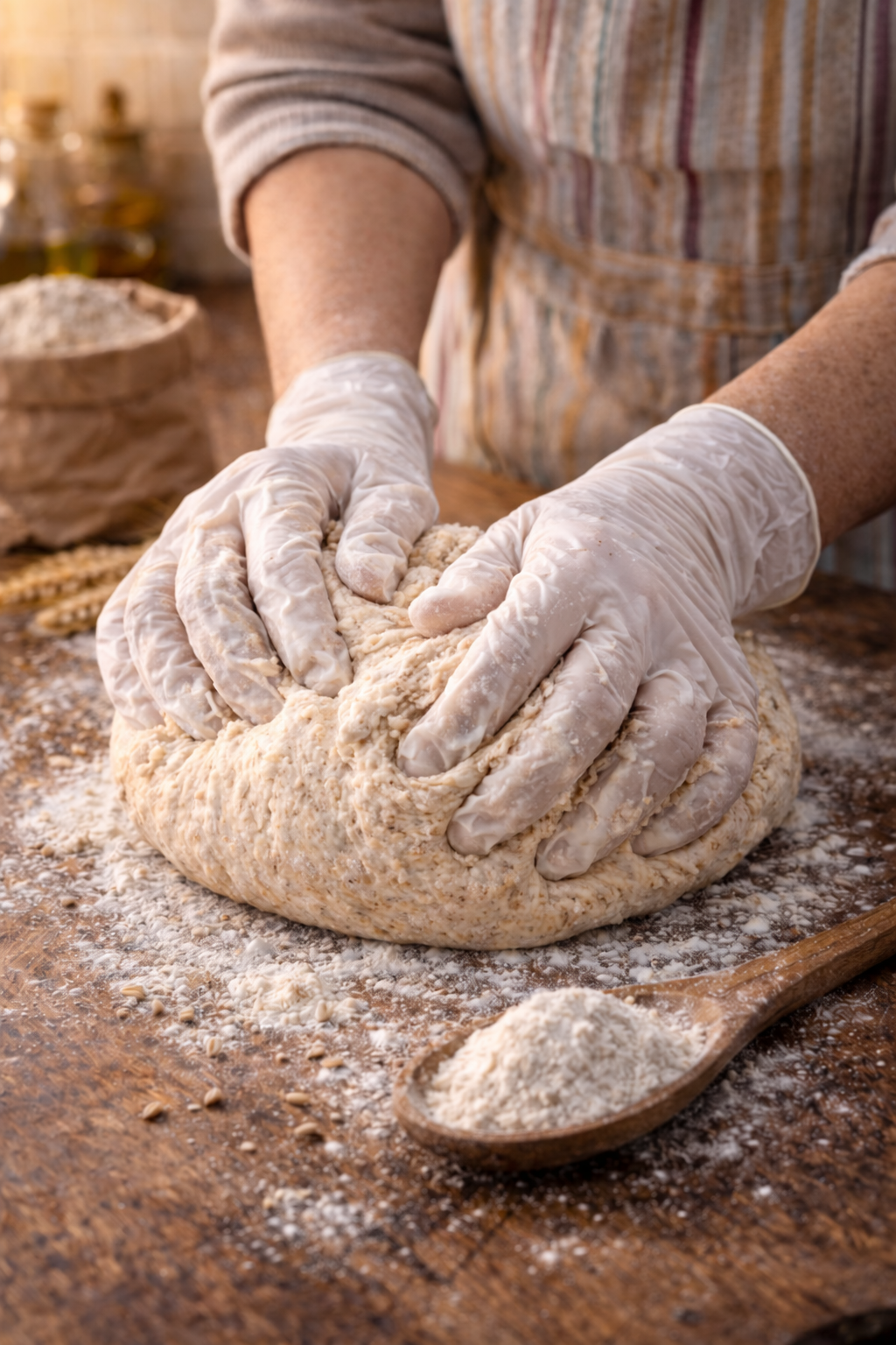 Eldeki ekmek hamuru yoğurma anı — anne eli