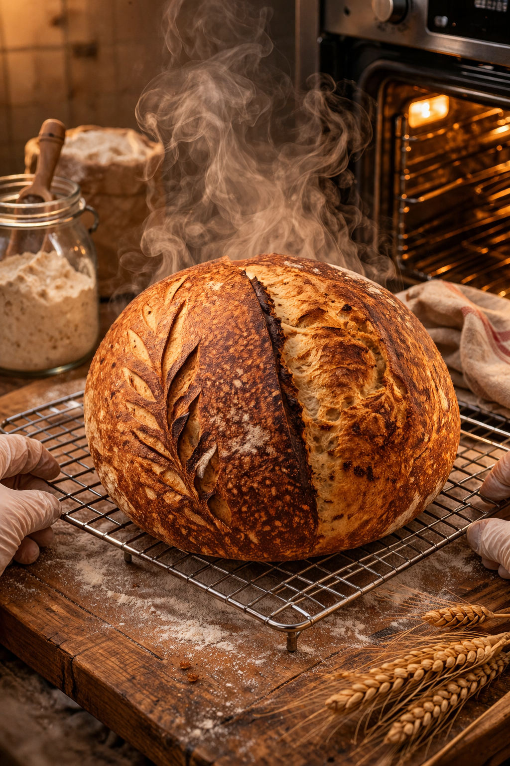 Taze pişmiş ekşi mayalı ekmek