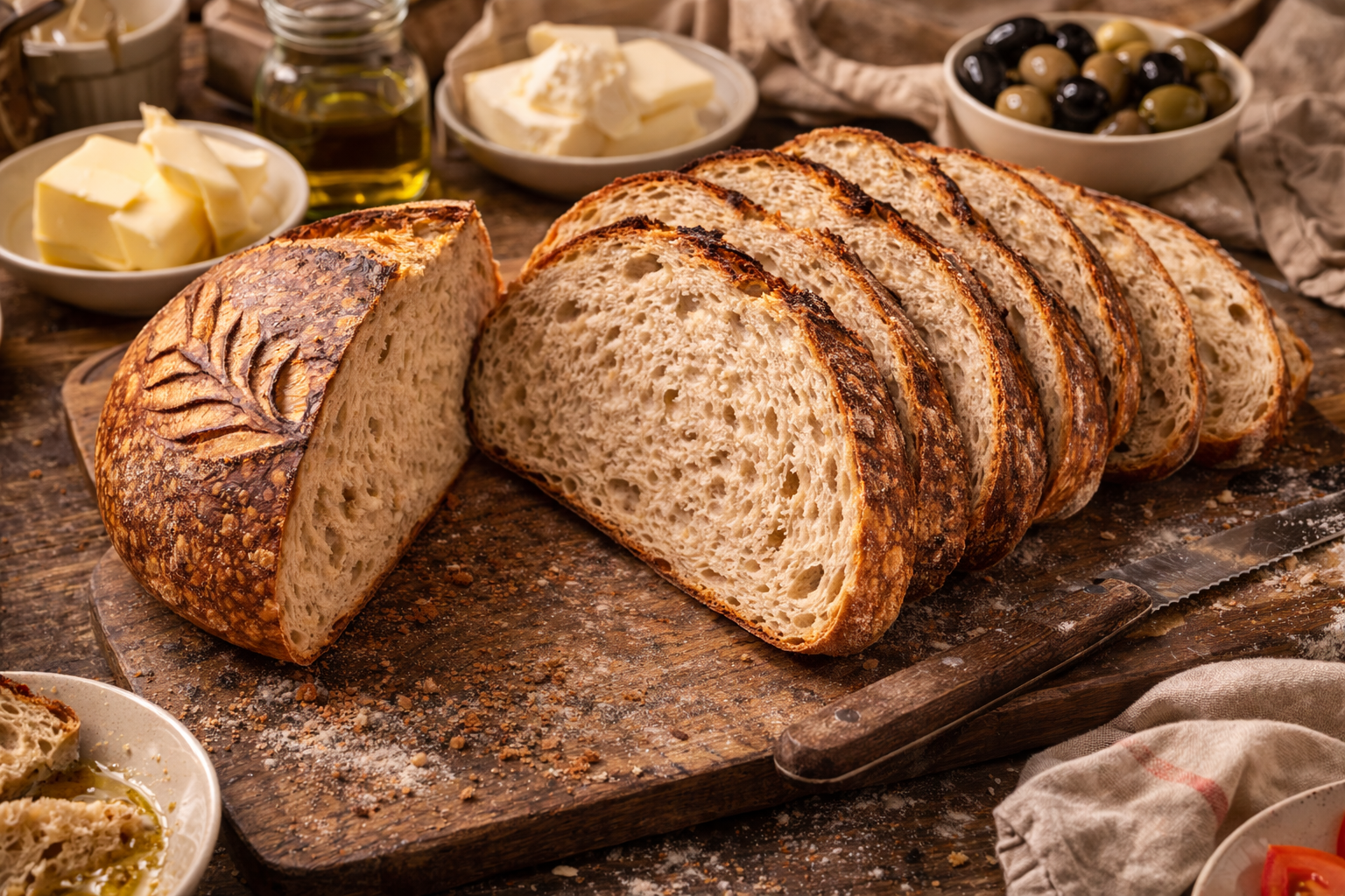 Kahvaltı sofrası ve ekşi maya ekmeği