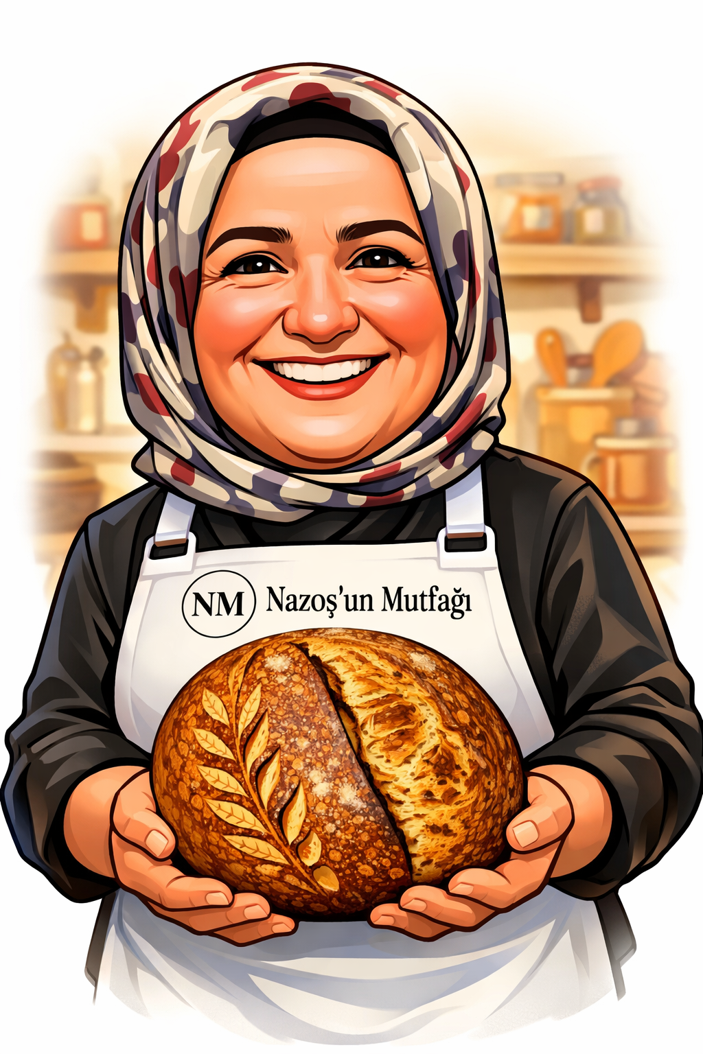 Nafize Güllüoğlu — Nazoş'un Mutfağı ustası, elinde taze ekşi maya ekmeğiyle